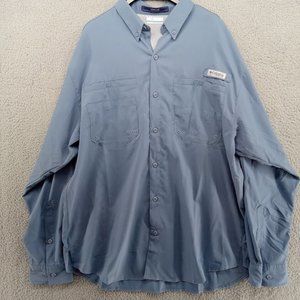 Columbia PFG Shirt Mens Large Blue Fishing Outdoors Vented Pockets‎